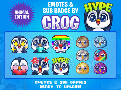 Cute Emote Penguin Bundle (PREMADE) animals emote chibi chibi emotes cute cute emote emotes horror emotes penguin penguin emotes sub badge twitch emotes