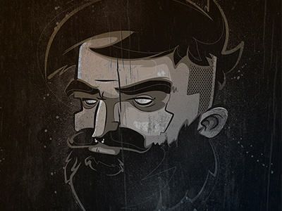 bearded angry bearded bkopf head illustration septum