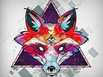 fox abstract bkopf eye fox illustration space