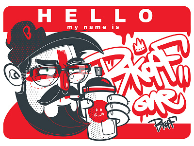 Hello my name is (Sticker) bkopf bkopfone character graffiti head rawink sticker