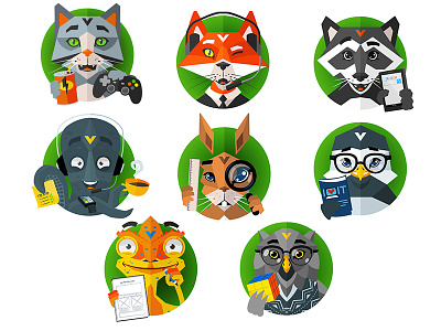 "Get in" Avatare animals avatar bkopf bkopfone icons illustration vector