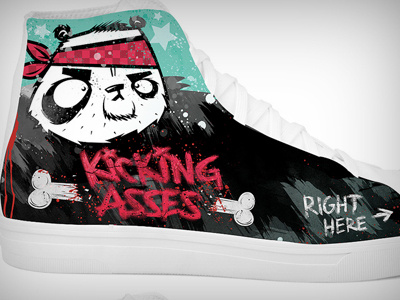 Kicking Asses asses bkopf fashion here illustration kicking panda right shoe sneaker