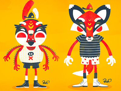characters animal bee bkopf bkopfone character flat fox illustration vector