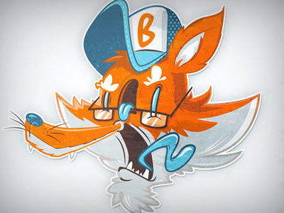 fox scream bkopf bkopfone blue fox illustration orange scream