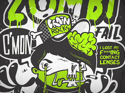 Zombi fail bkopf bkopfone dark fail fashion green grey illustration white zombi