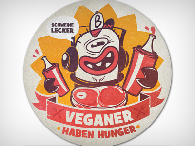 Veganer haben Hunger bkopf bkopfone haben hunger hungry illustration lecker meat schweine sticker vegan veganer