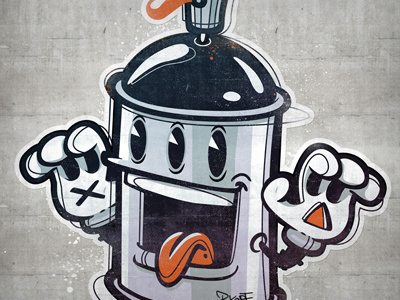 Can bkopf bkopfone black blue can charakter freaky graffiti illustration orange textur texture wall