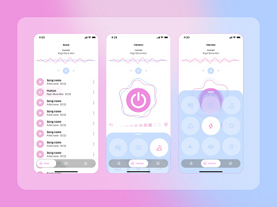 Vibro 3d app blue button design flat icon ios ios app ios app design logo massager minimal mobile mobile app pink ui ux vibration vibrator