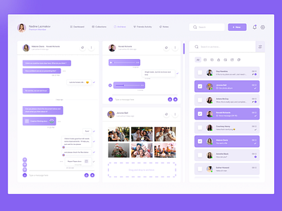Chat Dashboard app archive branding chat collections dashboard design drag drop feed mail menu message photo photos user experience user interface voice message