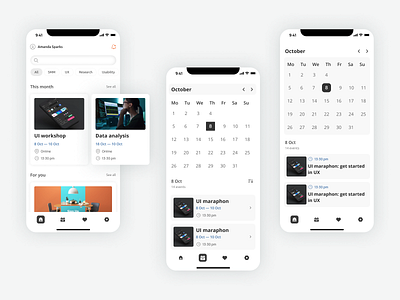 Learning app and calendar for designers app mobile ui ux visual design