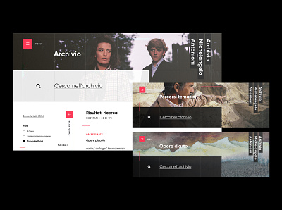 Archivio Michelangelo Antonioni — Headers and menu antonioni director film header interface menu michelangelo minimal movie ui ui design uidesign uiux ux