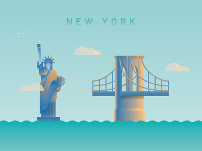 New York bridge brooklyn gradient new york statue statue of liberty travel