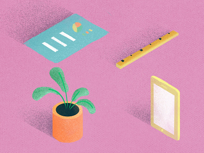 Some isometric items ipad isometric items objects office plant shadow table