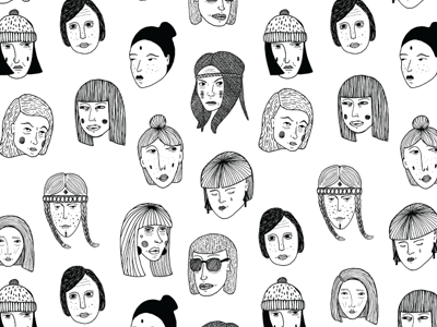 Faces pattern blackwhite faces fun line pattern pen random