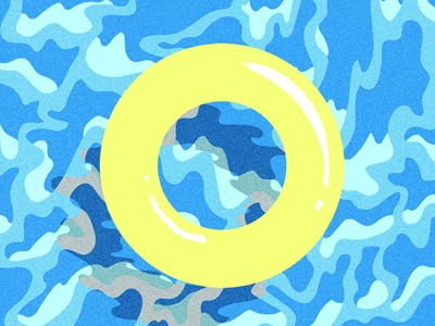 O in a pool grain letter o pool shadow type typography vector water