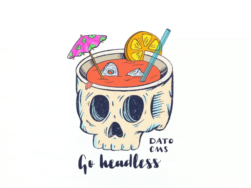 Skull sticker for DatoCMS datocms design drink graphic headless illustration jamstack lettering procreate skull sticker texture