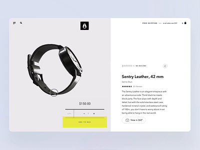 Product page for Watch categories clean design ecommerce ecommerce app ecommerce shop landing page minimal product page sergushkin sergushkin.com ui ux watch web website