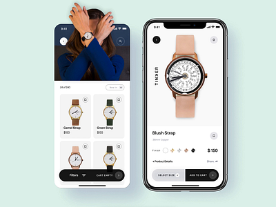 Tinker watch shop add to cart animation animation 2d animation design app clean design interface layout minimal motion motion design muzli product ui ux