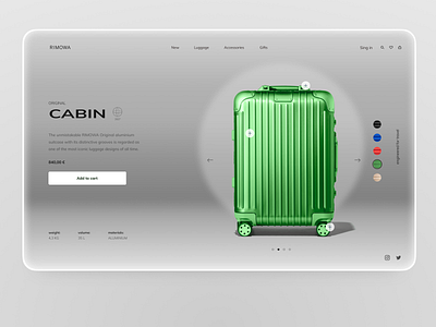 Rimowa product page bag bags cabin cart clean design interface product product page product page design promo promo code promo codes ride rimowa ring travel ui ux web