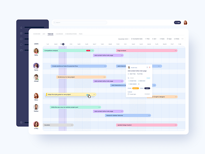 Timeline app menu bar product progress bar project project management tasks timeline ui users ux webapp