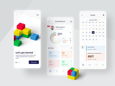 Task mobile app app calendar card clean mobile onboarding progress bar status task task manager ui ux