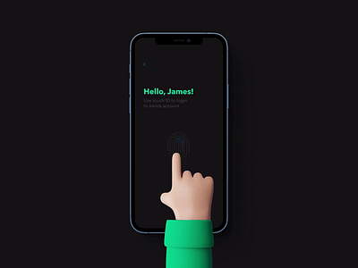 Touch ID 3d animation blur hello mobile mobile app singin ui ux