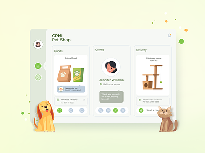 Pet shop_CRM actions app clean clients creative crm crm portal goods product side menu sidebar ui