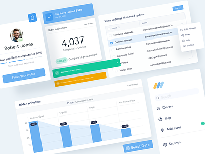 Modals for app app card card ui chart clean dropdown icon interface menu menubar minimal notification product profile sidebar table ui ux web