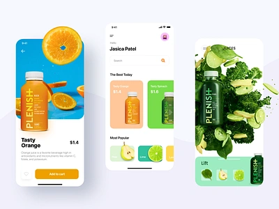 Tasty and healthy juices app fitness fitness app fitness center fitness club healthy healthy eating healthy food healthy lifestyle healthyfood ios orange orange juice product sport tasty ui ux