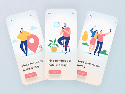 Onboarding button illustration mobile onboarding shadow travel