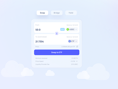Swap to ETF animation button clean convert design glass graphic design interface modal product swap transfer ui ux web