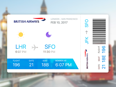 Eticket British Airways booking eticket flight fly ios minimal modern muzli sketch ticket travelling web