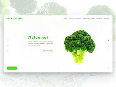 Home page Green Planet broccoli eco food green health home page muzli planet ui ux vegetables web