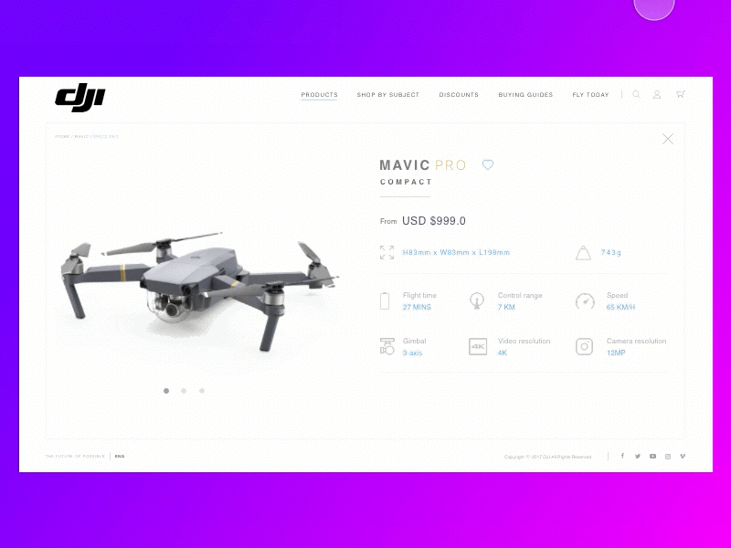 Product page of Mavic Pro animation design dpi drone ecommerce gif mavic pro muzli product page scroll web