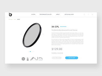 Product page: Filter for camera camera filter landingpage muzli page photographs product page shopping user experience user interface ux web design white