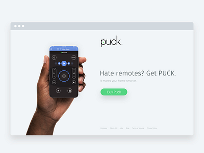 Puck banner hand hero home landing music app muzli puck remote smart sound ui ux