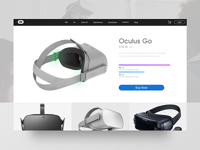 Oculus Go dark f8 futuristic hitech homepage menu muzli oculus oculus go product tech technology vr