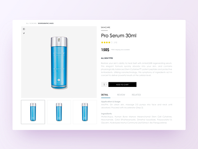 Product Page for natural cosmetics app beauty product clean cosmetic design gradient interface landing minimal mobile muzli pro product product page ui ux web web design website white