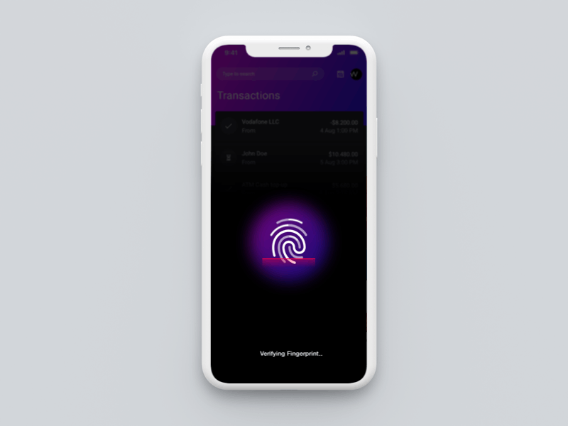 Fingerprint animation animation after effects animation app app animation app concept banking banking app custom design customer design app finance finance app finger fingerprint fingerprints invision muzli security security app security token offering