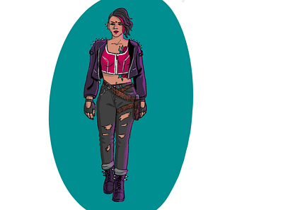 Character Design - Sita character cyberpunk design illustration red scifi