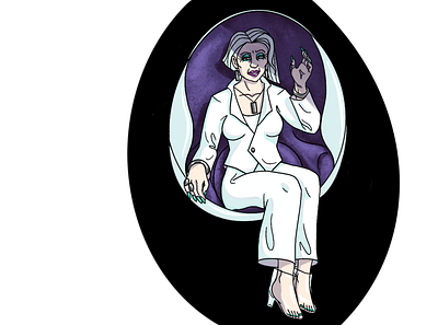 Character Design - Governor Quinn character design drawing illustration procreate purple white