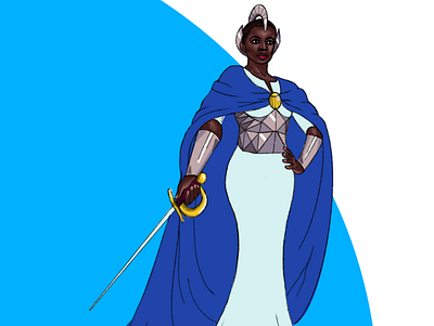 President Hexa blue cape character design crown fantasy gold illustration procreate sci fi silver sword white