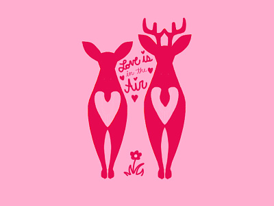 Deerly Beloved antlers deer flower hearts icon love pink red valentines day