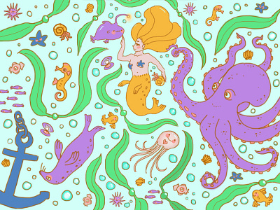 Selkie and the Octopus Illustration