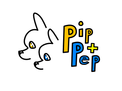 Pip + Pep animals blue cute dog fun letters logo naive orange playful white yellow