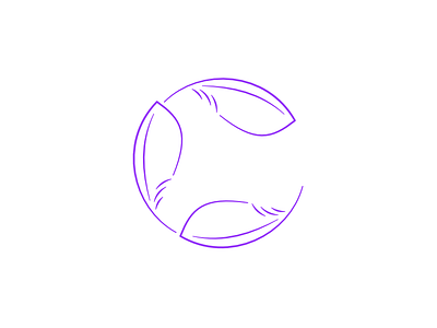 Letter made of Feathers circle feather lines minimal purple round typography