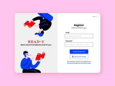 Daily UI #001 // Sign up app book books challenge daily ui daily ui challenge dailyui ipad product design register page sign up sign up page tablet ui ux visual visual design