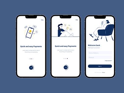 Online payment : mobile app design onboarding