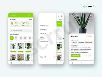 Plants, herbs e-commerce app app design graphic design minimal ui ux vector