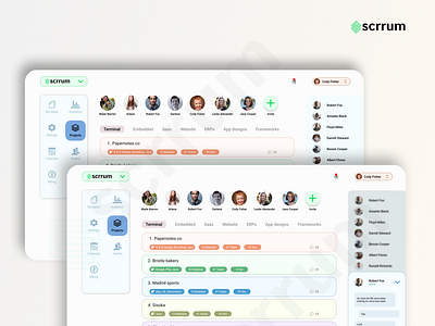 Project management page UI